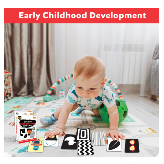 Little Berry High Contrast Flash Cards for Babies (0-18 Months) | 32 Black & White Cards