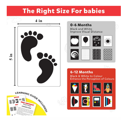 Little Berry High Contrast Flash Cards for Babies (0-18 Months) | 32 Black & White Cards