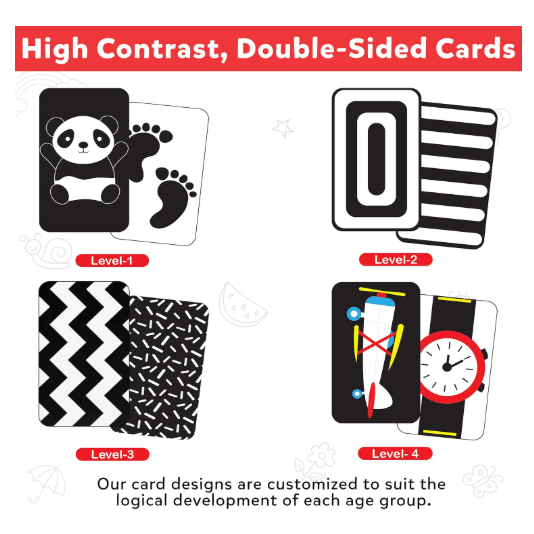 Little Berry High Contrast Flash Cards for Babies (0-18 Months) | 32 Black & White Cards