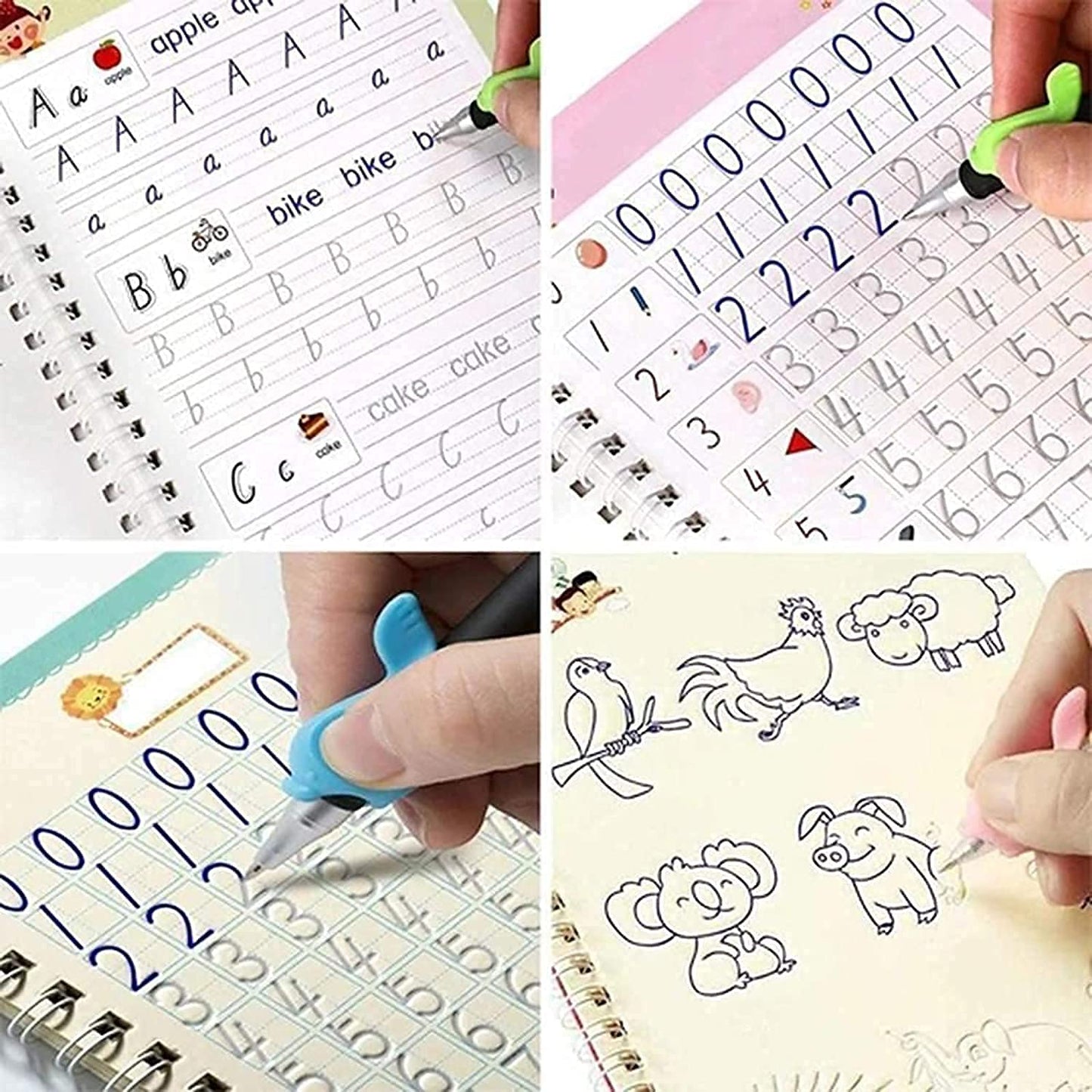 Sank Magic Reusable Tracing & Calligraphy Copybook Kit for Preschoolers (4 Books + Pen + 10 Refills)